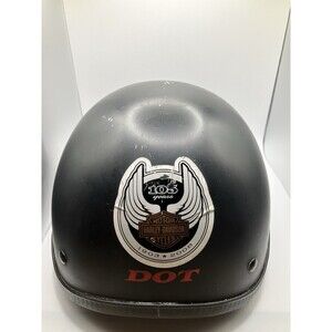 HCI 100 M DOT Half Motorcycle Helmet Black Matte With Harley Davidson Sticker